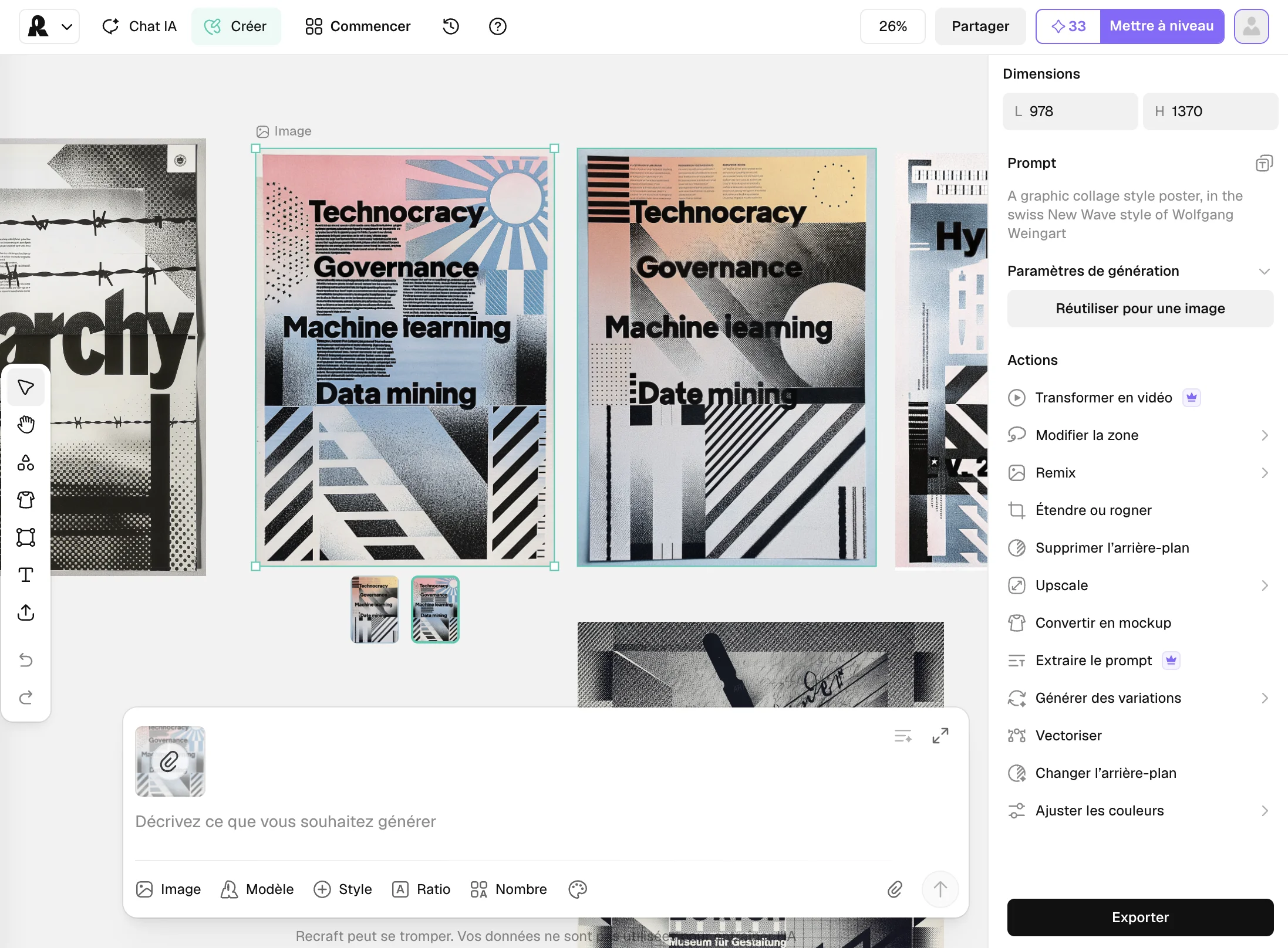 Interface de Recraft