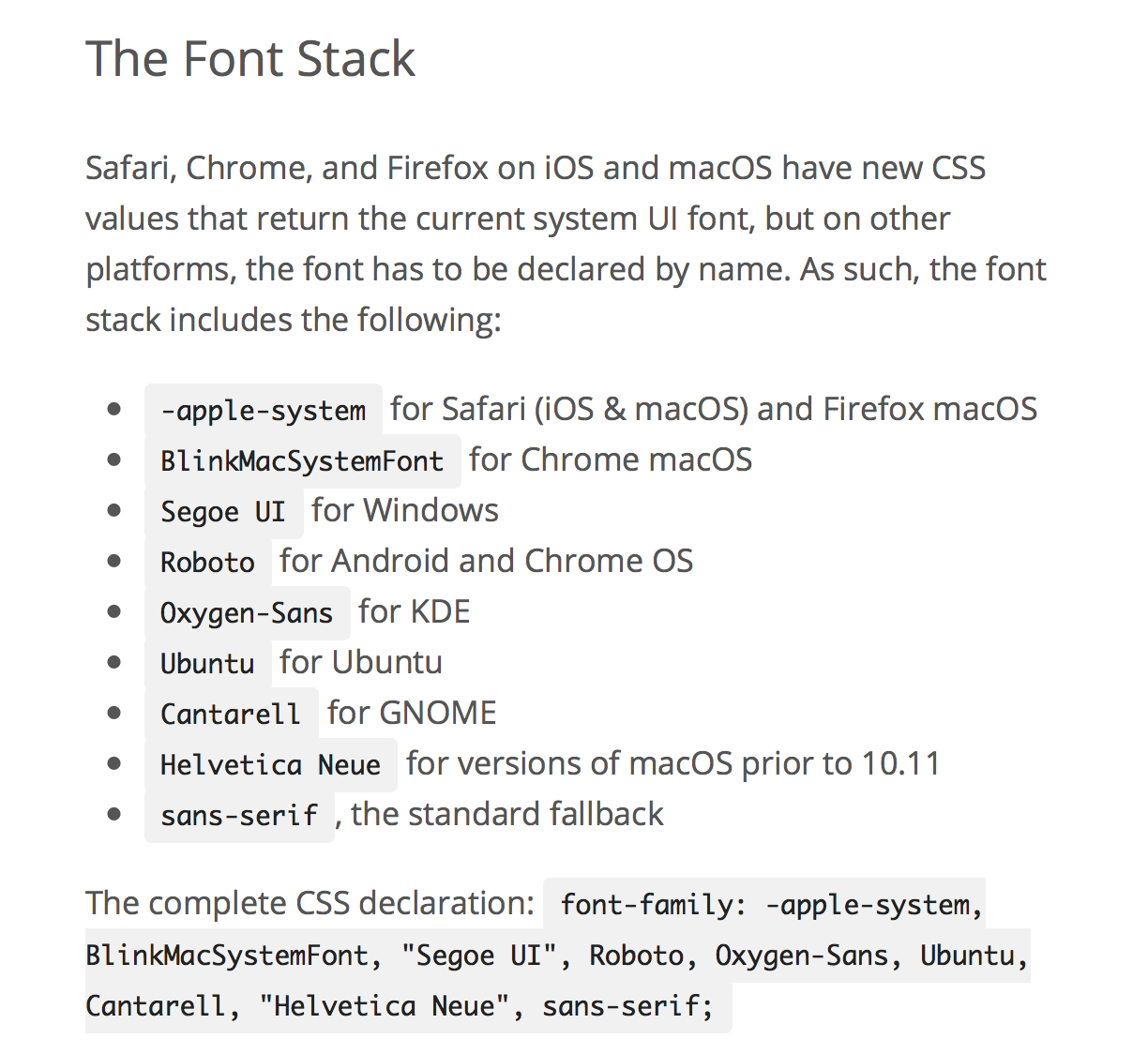Le "native font stack" de WordPress 4.6