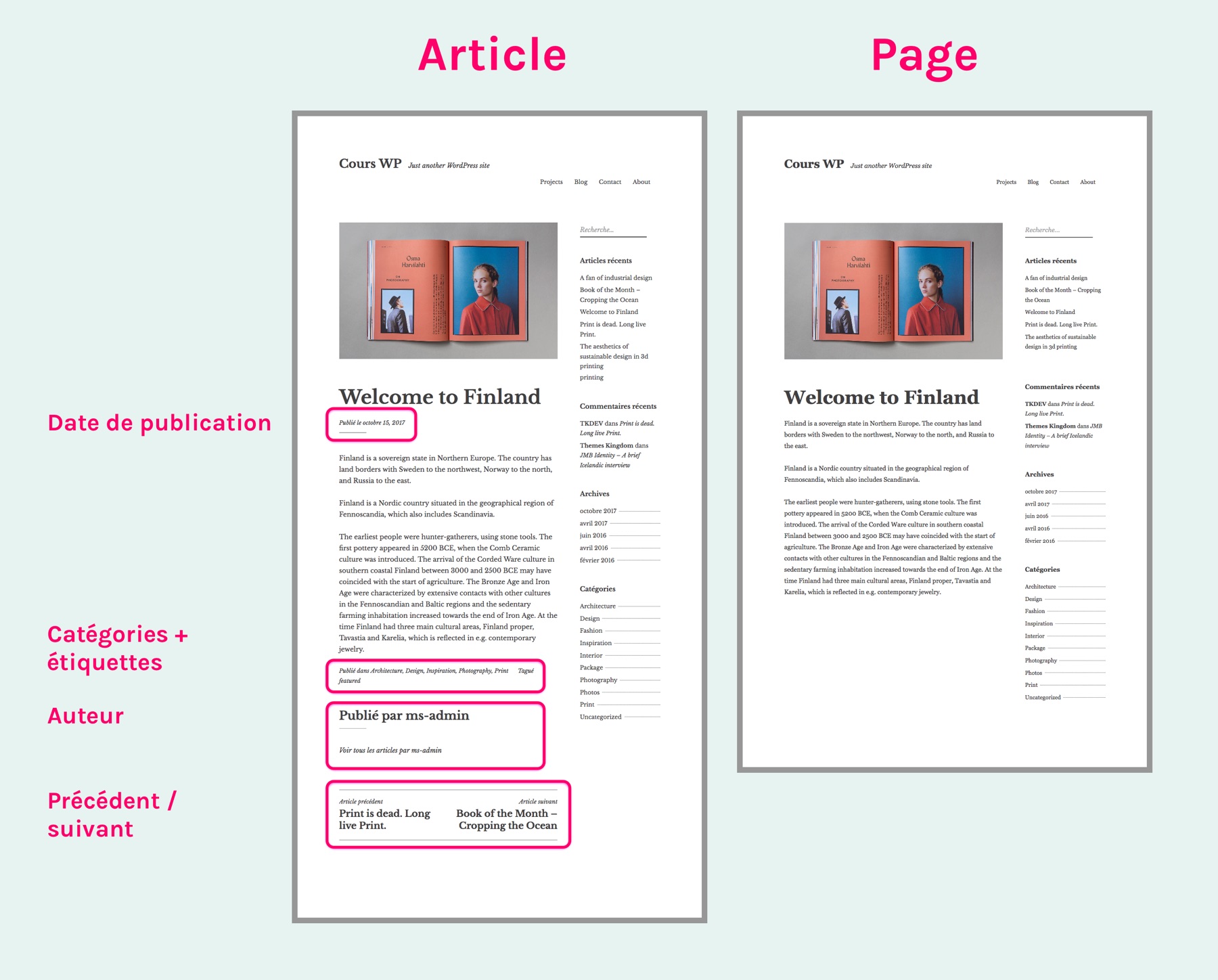 Différences entre Article et Page